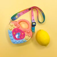 Kid's Small Silica Gel Color Block Star Heart Shape Cute Zipper Crossbody Bag sku image 5