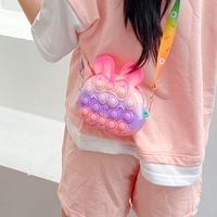 Girl's Small Silica Gel Rabbit Color Block Cute Zipper Crossbody Bag main image 4