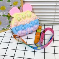 Girl's Small Silica Gel Rabbit Color Block Cute Zipper Crossbody Bag sku image 3