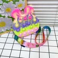 Girl's Small Silica Gel Rabbit Color Block Cute Zipper Crossbody Bag sku image 1