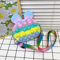 Girl's Small Silica Gel Rabbit Color Block Cute Zipper Crossbody Bag sku image 5