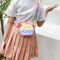 Girl's Small Silica Gel Rabbit Color Block Cute Zipper Crossbody Bag main image 3