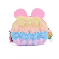 Girl's Small Silica Gel Rabbit Color Block Cute Zipper Crossbody Bag main image 2