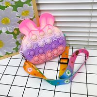 Girl's Small Silica Gel Rabbit Color Block Cute Zipper Crossbody Bag sku image 4