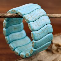 Ethnic Style Solid Color Turquoise Women's Bangle main image 5