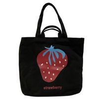 Women's Large All Seasons Canvas Letter Strawberry Basic Square Zipper Canvas Bag sku image 2