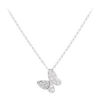 Sweet Simple Style Butterfly Copper Silver Plated Zircon Pendant Necklace In Bulk sku image 1