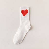 Women's Simple Style Heart Shape Cotton Crew Socks A Pair sku image 1