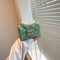 Women's Small Pvc Solid Color Elegant Classic Style Square Lock Clasp Shoulder Bag Handbag Crossbody Bag sku image 2