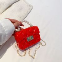 Women's Small Pvc Solid Color Elegant Classic Style Square Lock Clasp Shoulder Bag Handbag Crossbody Bag main image 4