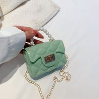 Women's Small Pvc Solid Color Elegant Classic Style Square Lock Clasp Shoulder Bag Handbag Crossbody Bag main image 2