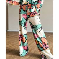 Mujeres Elegante Bloque De Color Poliéster Impresión Conjuntos De Pantalones main image 4