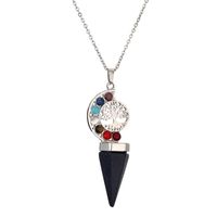 Casual Vacation Tree Stainless Steel Plating Hollow Out Inlay Natural Stone Crystal Pendant Necklace Long Necklace main image 3