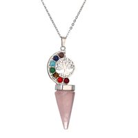 Casual Vacation Tree Stainless Steel Plating Hollow Out Inlay Natural Stone Crystal Pendant Necklace Long Necklace main image 4