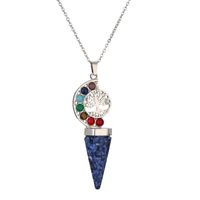 Casual Vacation Tree Stainless Steel Plating Hollow Out Inlay Natural Stone Crystal Pendant Necklace Long Necklace main image 2
