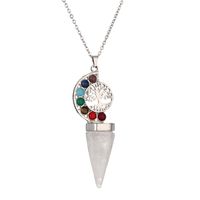 Casual Vacation Tree Stainless Steel Plating Hollow Out Inlay Natural Stone Crystal Pendant Necklace Long Necklace sku image 2