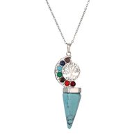 Casual Vacation Tree Stainless Steel Plating Hollow Out Inlay Natural Stone Crystal Pendant Necklace Long Necklace sku image 5