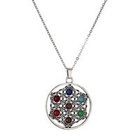Casual Cool Style Hexagon Cross Moon Stainless Steel Plating Inlay Gem Pendant Necklace Long Necklace main image 3