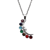 Casual Cool Style Hexagon Cross Moon Stainless Steel Plating Inlay Gem Pendant Necklace Long Necklace sku image 1