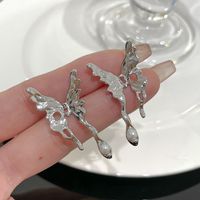 Sweet Geometric Butterfly Bow Knot Imitation Pearl Alloy Inlay Rhinestones Women's Earrings 1 Pair sku image 319
