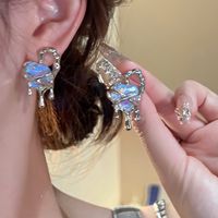 Sweet Geometric Butterfly Bow Knot Imitation Pearl Alloy Inlay Rhinestones Women's Earrings 1 Pair sku image 317