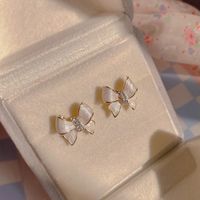 Sweet Geometric Butterfly Bow Knot Imitation Pearl Alloy Inlay Rhinestones Women's Earrings 1 Pair sku image 320