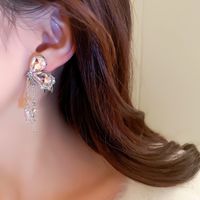 1 Pair Commute Heart Shape Inlay Alloy Zircon Drop Earrings main image 5