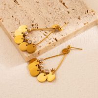 1 Pair Elegant Round Leaves Plating Hollow Out Stainless Steel 18k Gold Plated Drop Earrings main image 3