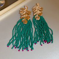 Simple Style Leaf Alloy Seed Bead Patchwork Women's Drop Earrings sku image 4