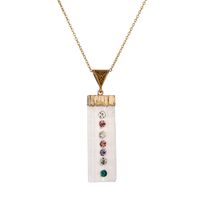 Wholesale Jewelry Ins Style Casual Multicolor Rectangle Stainless Steel Natural Stone Resin Pendant Necklace Long Necklace sku image 3