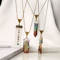 Wholesale Jewelry Ins Style Casual Multicolor Rectangle Stainless Steel Natural Stone Resin Pendant Necklace Long Necklace main image 1