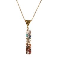 Wholesale Jewelry Ins Style Casual Multicolor Rectangle Stainless Steel Natural Stone Resin Pendant Necklace Long Necklace sku image 4