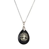 Streetwear Tree Stainless Steel Natural Stone Plating Pendant Necklace sku image 12