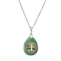 Streetwear Tree Stainless Steel Natural Stone Plating Pendant Necklace sku image 16