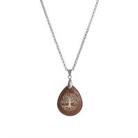 Streetwear Tree Stainless Steel Natural Stone Plating Pendant Necklace main image 3