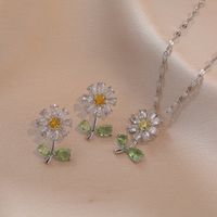 Acier Au Titane Sucré Zircon Incrusté Tournesol Collier sku image 24