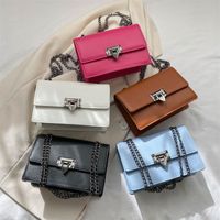 Women's Pu Leather Solid Color Classic Style Square Lock Clasp Shoulder Bag Crossbody Bag main image 7