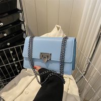 Women's Pu Leather Solid Color Classic Style Square Lock Clasp Shoulder Bag Crossbody Bag main image 6