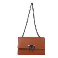 Women's Pu Leather Solid Color Classic Style Square Lock Clasp Shoulder Bag Crossbody Bag sku image 1
