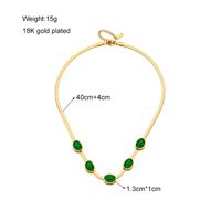 304 Stainless Steel 18K Gold Plated Retro Plating Inlay Oval Stone Necklace main image 3