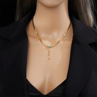 304 Stainless Steel 18K Gold Plated Retro Plating Inlay Sector Resin Necklace main image 2