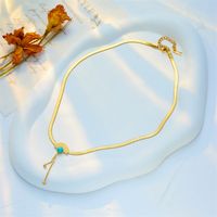 304 Stainless Steel 18K Gold Plated Retro Plating Inlay Sector Resin Necklace main image 5