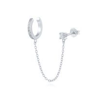 1 Piece Classic Style Geometric Star Sterling Silver Tassel Chain Inlay Artificial Gemstones Ear Studs sku image 2