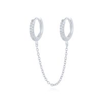 1 Piece Classic Style Geometric Star Sterling Silver Tassel Chain Inlay Artificial Gemstones Ear Studs sku image 8