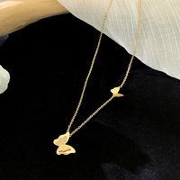 Stainless Steel Titanium Steel 18K Gold Plated IG Style Sweet Plating Butterfly Earrings Necklace main image 3