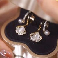 Style Simple Feuille Alliage Incruster Zircon Femmes Boucles D'oreilles main image 5