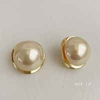 Elegant Round Mixed Materials Plating Inlay Artificial Pearls Women's Earrings sku image 1