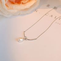 Einfacher Stil Wassertropfen Knoten Sterling Silber Perle Überzug Süßwasserperle Halskette Mit Anhänger main image 5