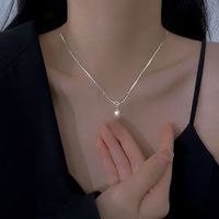 Einfacher Stil Wassertropfen Knoten Sterling Silber Perle Überzug Süßwasserperle Halskette Mit Anhänger main image 2