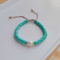 1 Piece Fashion Round Pearl Soft Clay Copper Knitting Gold Plated Women's Bracelets sku image 10